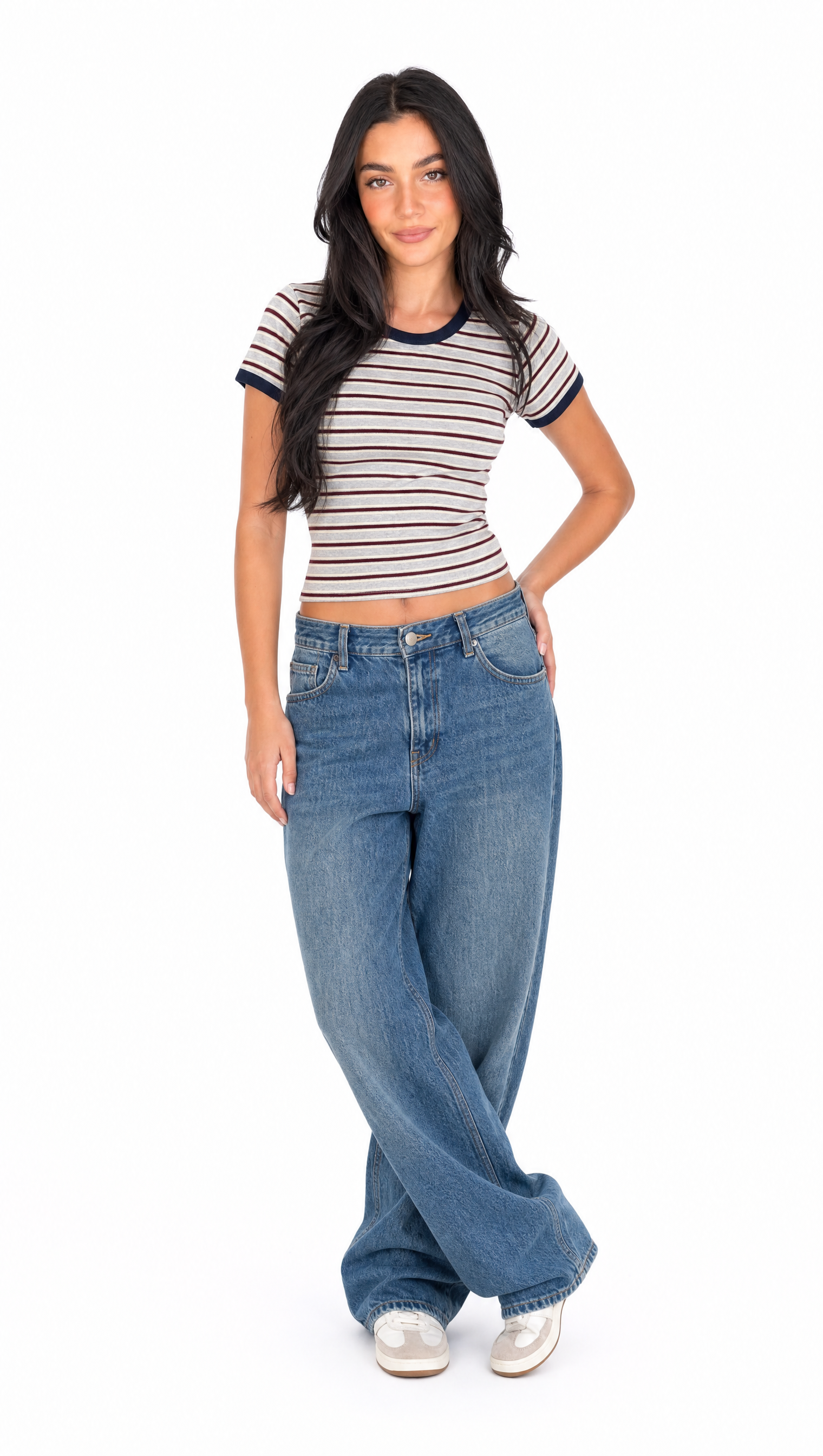 Remera baby tee rayada