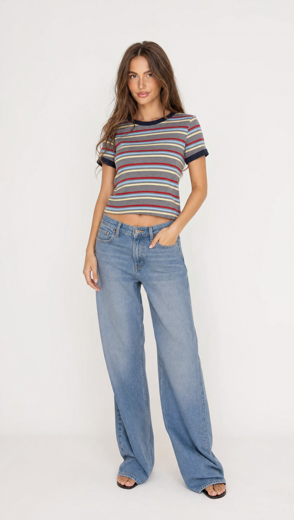 Remera baby tee rayada