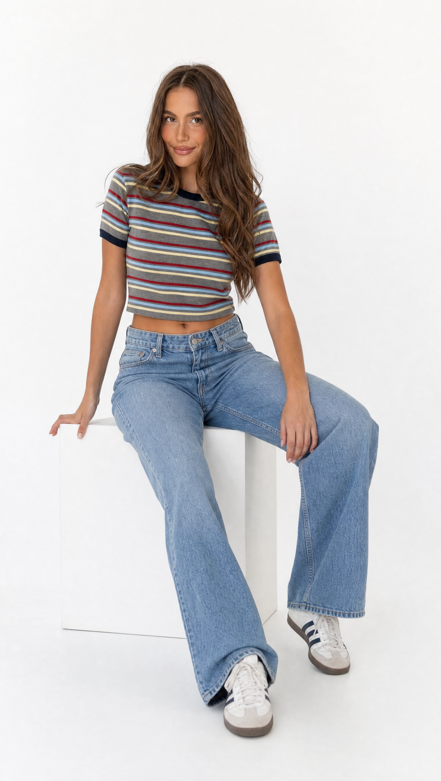 Remera baby tee rayada