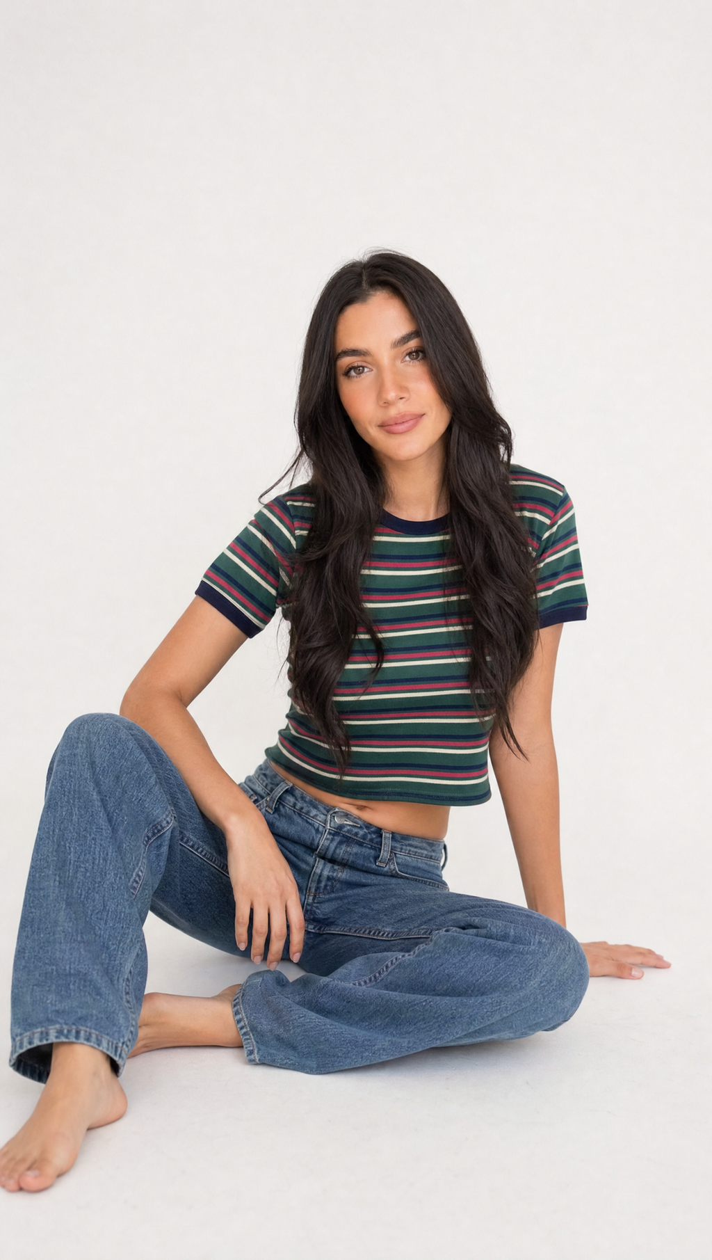Remera baby tee rayada