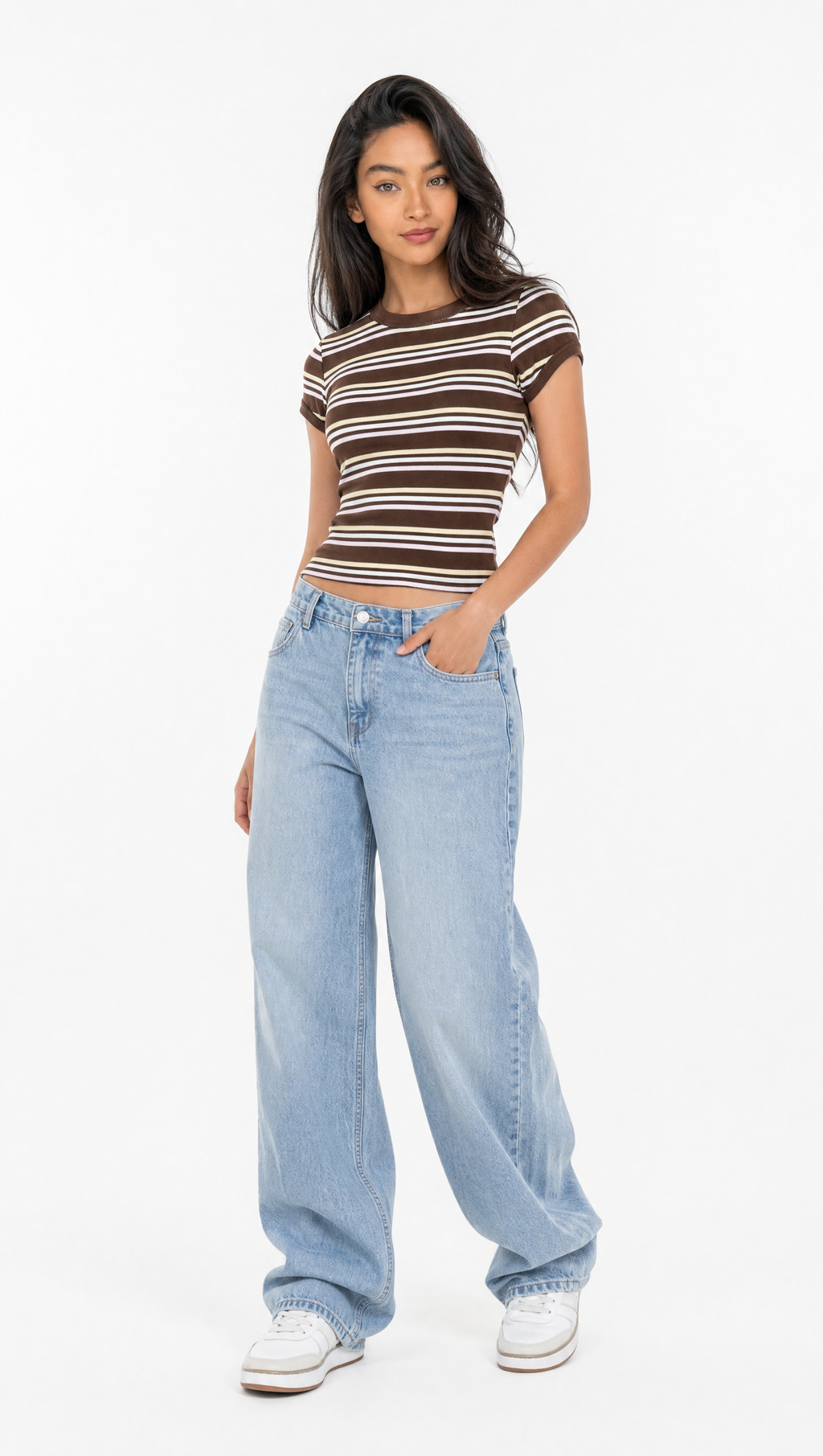 Remera baby tee rayada