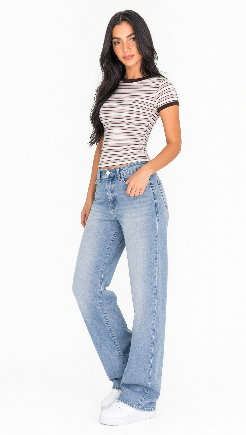Remera baby tee rayada