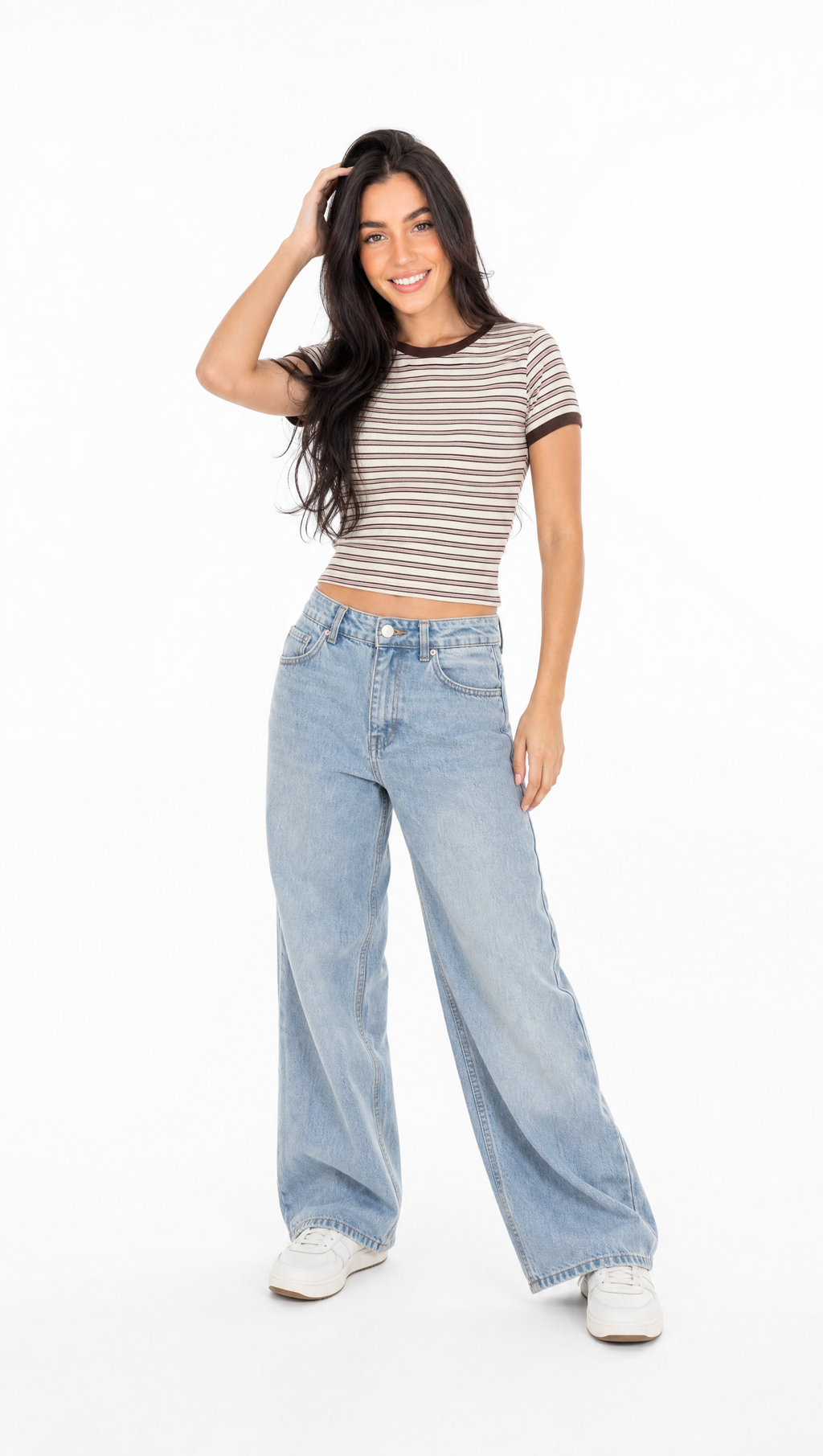 Remera baby tee rayada