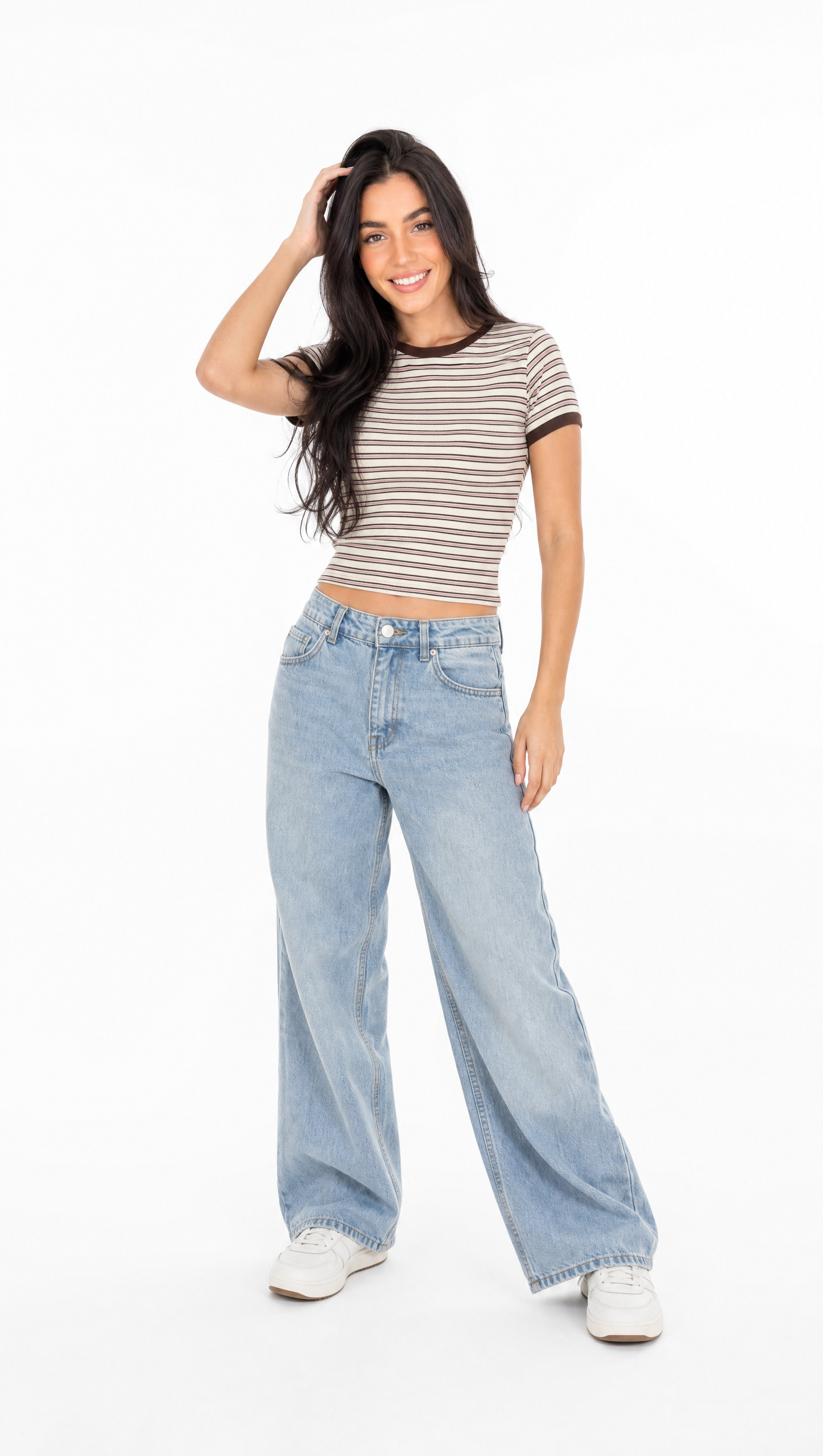 Remera baby tee rayada